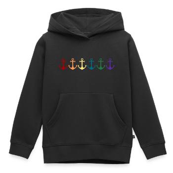 Ancre arc-en-ciel - Sweat Premium à capuche enfant bio - noir - Devant - AI Model Kid Male (0cm)