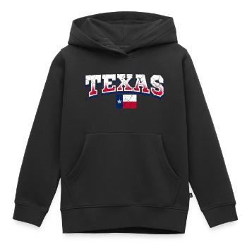 Texas - Sweat Premium à capuche enfant bio - noir - Devant - AI Model Kid Male (0cm)