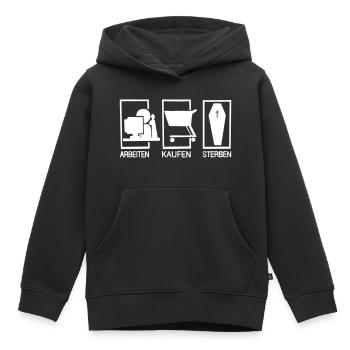 Arbeiten - Kaufen - Sterben - Kinder Premium Organic Hoodie - Schwarz - Vorne - AI Model Kid Male (0cm)