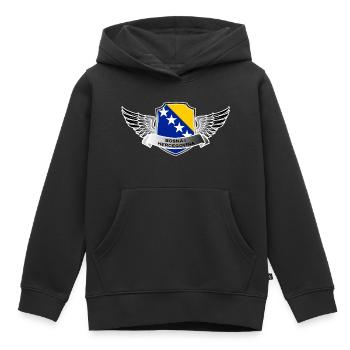 Bosnie-Herzégovine i Hercegovina drapeau de la Bosnie-Herzégovine - Sweat Premium à capuche enfant bio - noir - Devant - AI Model Kid Male (0cm)