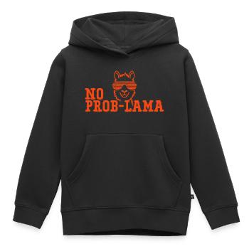 Kein Prob-Lama Alpaka mit Lama Sonnenbrille - Kinder Premium Organic Hoodie - Schwarz - Vorne - AI Model Kid Male (0cm)