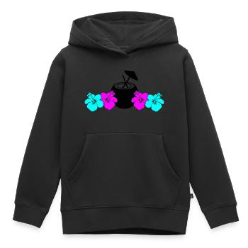Hibiscus Kokus - Sweat Premium à capuche enfant bio - noir - Devant - AI Model Kid Male (0cm)