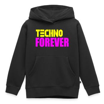 Techno pour toujours - Sweat Premium à capuche enfant bio - noir - Devant - AI Model Kid Male (0cm)