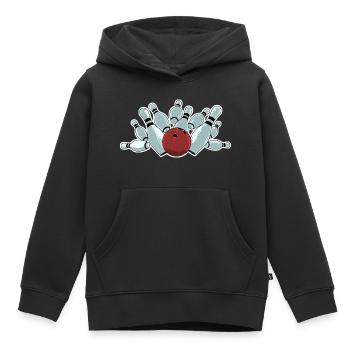 Bowling Strike - Kinder Premium Organic Hoodie - Schwarz - Vorne - AI Model Kid Male (0cm)