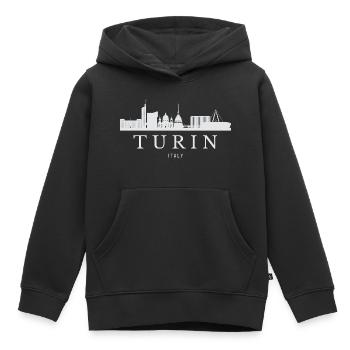 Turin Skyline, Turin Italie - Sweat Premium à capuche enfant bio - noir - Devant - AI Model Kid Male (0cm)