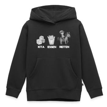 Kita Essen Reiten Motive - Kinder Premium Organic Hoodie - Schwarz - Vorne - AI Model Kid Male (0cm)