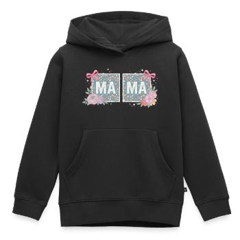 MAMA Blumenquadrate und rosa Schleifen | Retro - Kinder Premium Organic Hoodie - Schwarz - Vorne - AI Model Kid Male (0cm)
