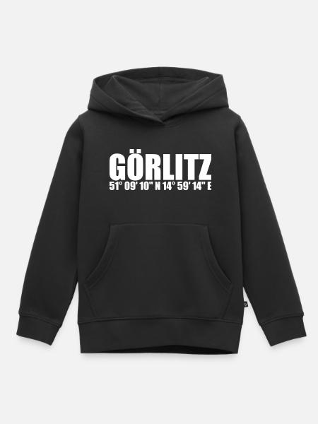 Görlitz Koordinaten - Kinder Premium Organic Hoodie - Schwarz