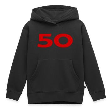 50. 50 ANS. 50e ANNIVERSAIRE. ANNIVERSAIRE 50 ANS. - Sweat Premium à capuche enfant bio - noir - Devant - AI Model Kid Male (0cm)