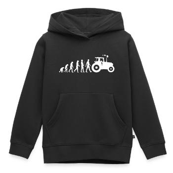 Tracteur - Evolution - Trekker - Agriculteur - Sweat Premium à capuche enfant bio - noir - Devant - AI Model Kid Male (0cm)