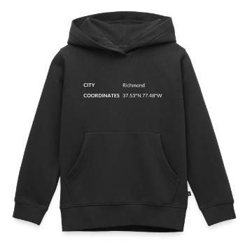 Les coordonnées de Richmond, Virginie, États-Unis - Sweat Premium à capuche enfant bio - noir - Devant - AI Model Kid Male (0cm)