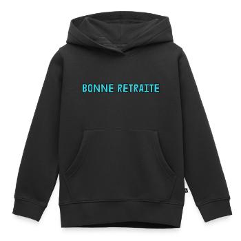 RETIREMENT. RETIREMENT. RETIRED. RETIREMENT - Kids Premium Organic Hoodie - black - Front - AI Model Kid Male (0cm)
