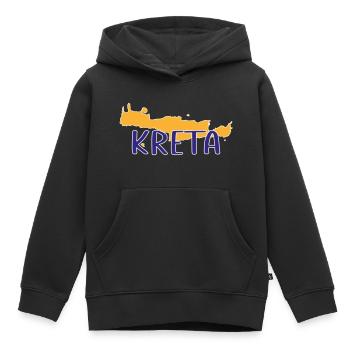 Crète - Sweat Premium à capuche enfant bio - noir - Devant - AI Model Kid Male (0cm)
