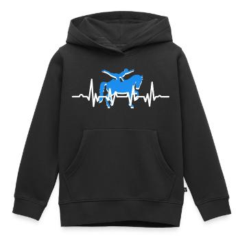 Cheval Rythme Cardiaque, Équitation, t-shirt, chev - Sweat Premium à capuche enfant bio - noir - Devant - AI Model Kid Male (0cm)