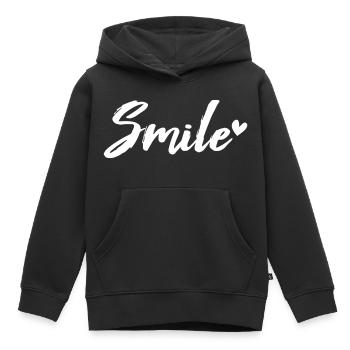 Smile - Kids Premium Organic Hoodie - black - Front - AI Model Kid Male (0cm)