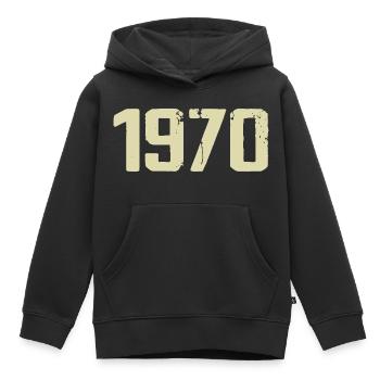 Jubilé 1970 - Sweat Premium à capuche enfant bio - noir - Devant - AI Model Kid Male (0cm)