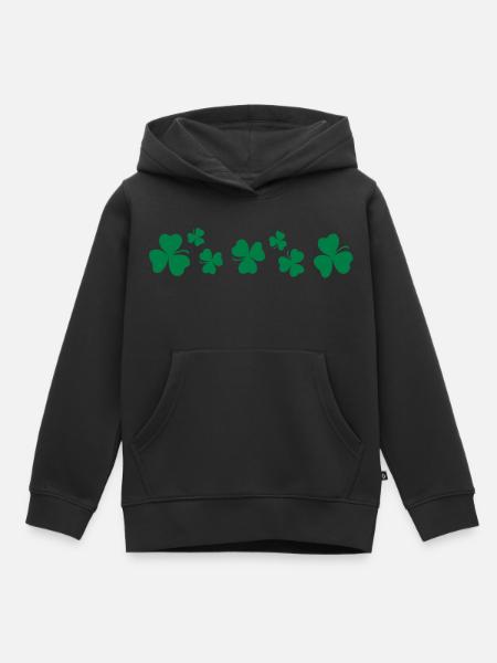 Glücksbringer Kleeblatt - Kinder Premium Organic Hoodie - Schwarz