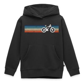 VTT Retro Stripes VTT - Sweat Premium à capuche enfant bio - noir - Devant - AI Model Kid Male (0cm)