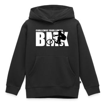 challenge your limits - Kids Premium Organic Hoodie - black - Front - AI Model Kid Male (0cm)