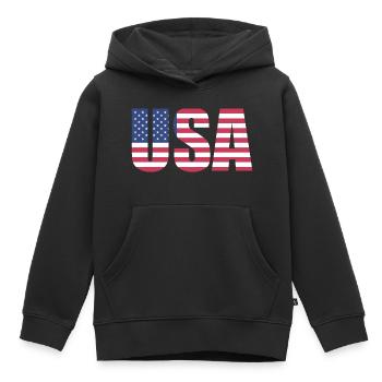 USA Stars and Stripes - Sweat Premium à capuche enfant bio - noir - Devant - AI Model Kid Male (0cm)