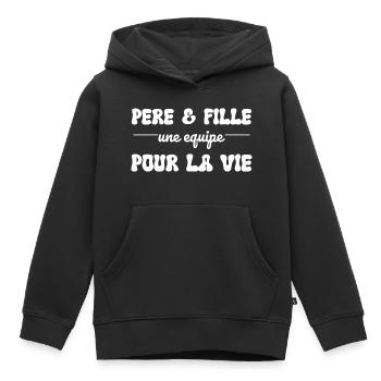 Vater und Tochter, ein Team fürs Leben - Kinder Premium Organic Hoodie - Schwarz - Vorne - AI Model Kid Male (0cm)