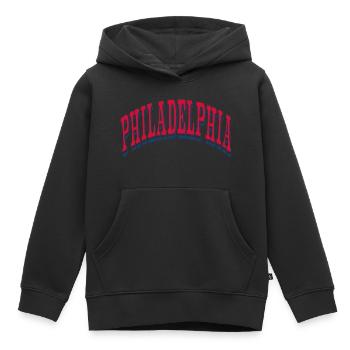 Philadelphie - Sweat Premium à capuche enfant bio - noir - Devant - AI Model Kid Male (0cm)