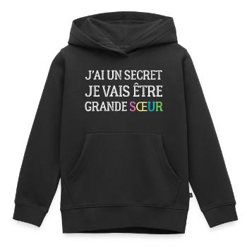 Ich habe ein Geheimnis, ich werde eine große Schwester sein - Kinder Premium Organic Hoodie - Schwarz - Vorne - AI Model Kid Male (0cm)