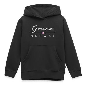 Norvège - Drammen - Norvège - Norvège - Sweat Premium à capuche enfant bio - noir - Devant - AI Model Kid Male (0cm)