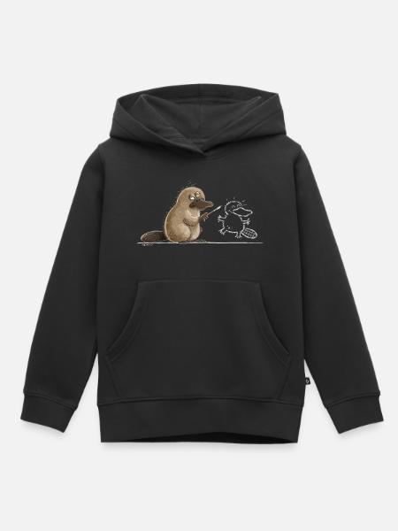 Schnabeltier Höhlenmalerei Tierhumor Steinzeit - Kinder Premium Organic Hoodie - Schwarz