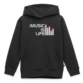 music is life equalizer r FR - Sweat Premium à capuche enfant bio - noir - Devant - AI Model Kid Male (0cm)