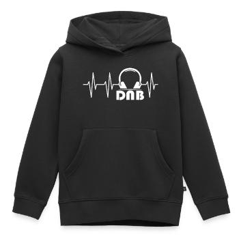 DNB Drum Bass ECG Pulse Heartbeat Earphone Logo - Kids Premium Organic Hoodie - black - Front - AI Model Kid Male (0cm)