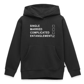 BEZIEHUNGSTATMENT ledig verheiratet kompliziert - Kinder Premium Organic Hoodie - Schwarz - Vorne - AI Model Kid Male (0cm)