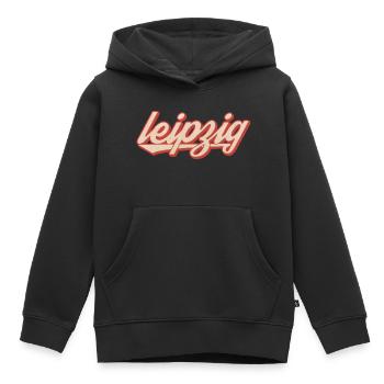 Leipzig Script Vintage Logo - Sweat Premium à capuche enfant bio - noir - Devant - AI Model Kid Male (0cm)