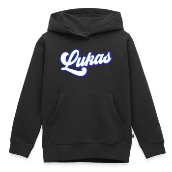 Luke | Colors changeable - Kids Premium Organic Hoodie - black - Front - AI Model Kid Male (0cm)