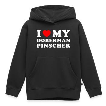 I Love My Doberman Pinscher - Kids Premium Organic Hoodie - black - Front - AI Model Kid Male (0cm)