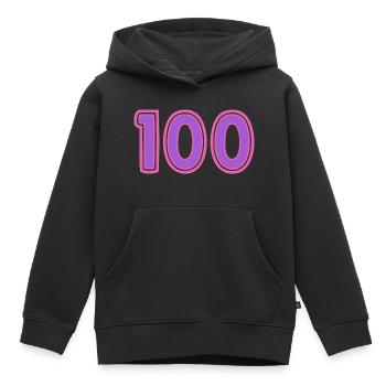 100. 100 ANS. 100e ANNIVERSAIRE - Sweat Premium à capuche enfant bio - noir - Devant - AI Model Kid Male (0cm)