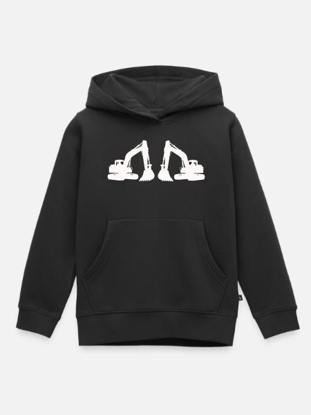 Doppel Bagger Silhouette - Kinder Premium Organic Hoodie - Schwarz