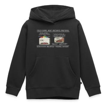 Wurst-Heatdistanz Protokoll - Kinder Premium Organic Hoodie - Schwarz - Vorne - AI Model Kid Male (0cm)