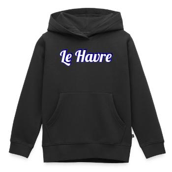 Le Havre - Sweat Premium à capuche enfant bio - noir - Devant - AI Model Kid Male (0cm)