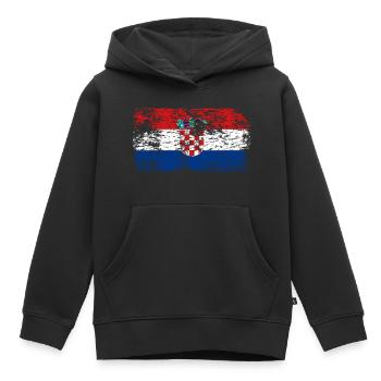 Kroatien Flagge Adria Zagreb Kroatische Fahne - Kinder Premium Organic Hoodie - Schwarz - Vorne - AI Model Kid Male (0cm)