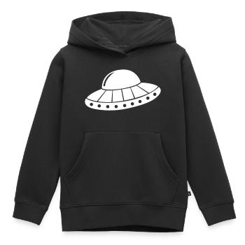 OVNI - Sweat Premium à capuche enfant bio - noir - Devant - AI Model Kid Male (0cm)