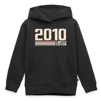 2010 Millésime 2010 Anniversaire 2010 Rétro 2010 - Sweat Premium à capuche enfant bio - noir - Devant - AI Model Kid Male (0cm)