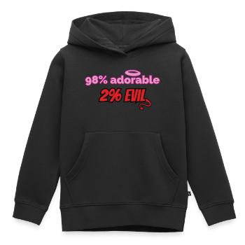 98% cute, 2% devilish – Funny design - Kids Premium Organic Hoodie - black - Front - AI Model Kid Male (0cm)