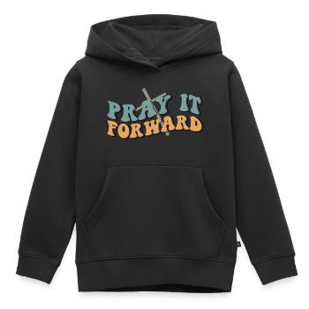 pray it forward - Kids Premium Organic Hoodie - black - Front - AI Model Kid Male (0cm)