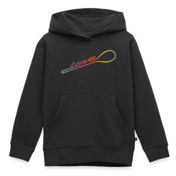Cuisiné avec amour – cuillère en bois colorée - Sweat Premium à capuche enfant bio - noir - Devant - AI Model Kid Male (0cm)