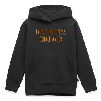 Inspirer Expirer Bonheur Yoga Méditation Namaste om - Sweat Premium à capuche enfant bio - noir - Devant - AI Model Kid Male (0cm)