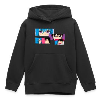manga - Kids Premium Organic Hoodie - black - Front - AI Model Kid Male (0cm)