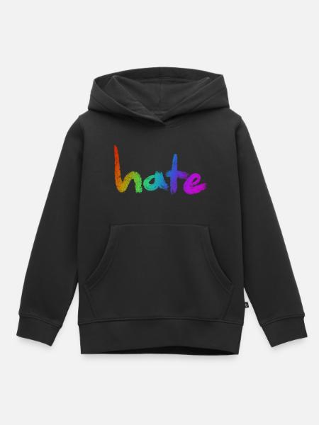 Hate Text Rainbow - Kinder Premium Organic Hoodie - Schwarz
