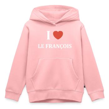i love le françois - Sweat Premium à capuche enfant bio - rose - Devant - AI Model Kid Female (0cm)