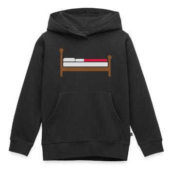 Cozy Bed Clipart Logo - Sweat Premium à capuche enfant bio - noir - Devant - AI Model Kid Male (0cm)